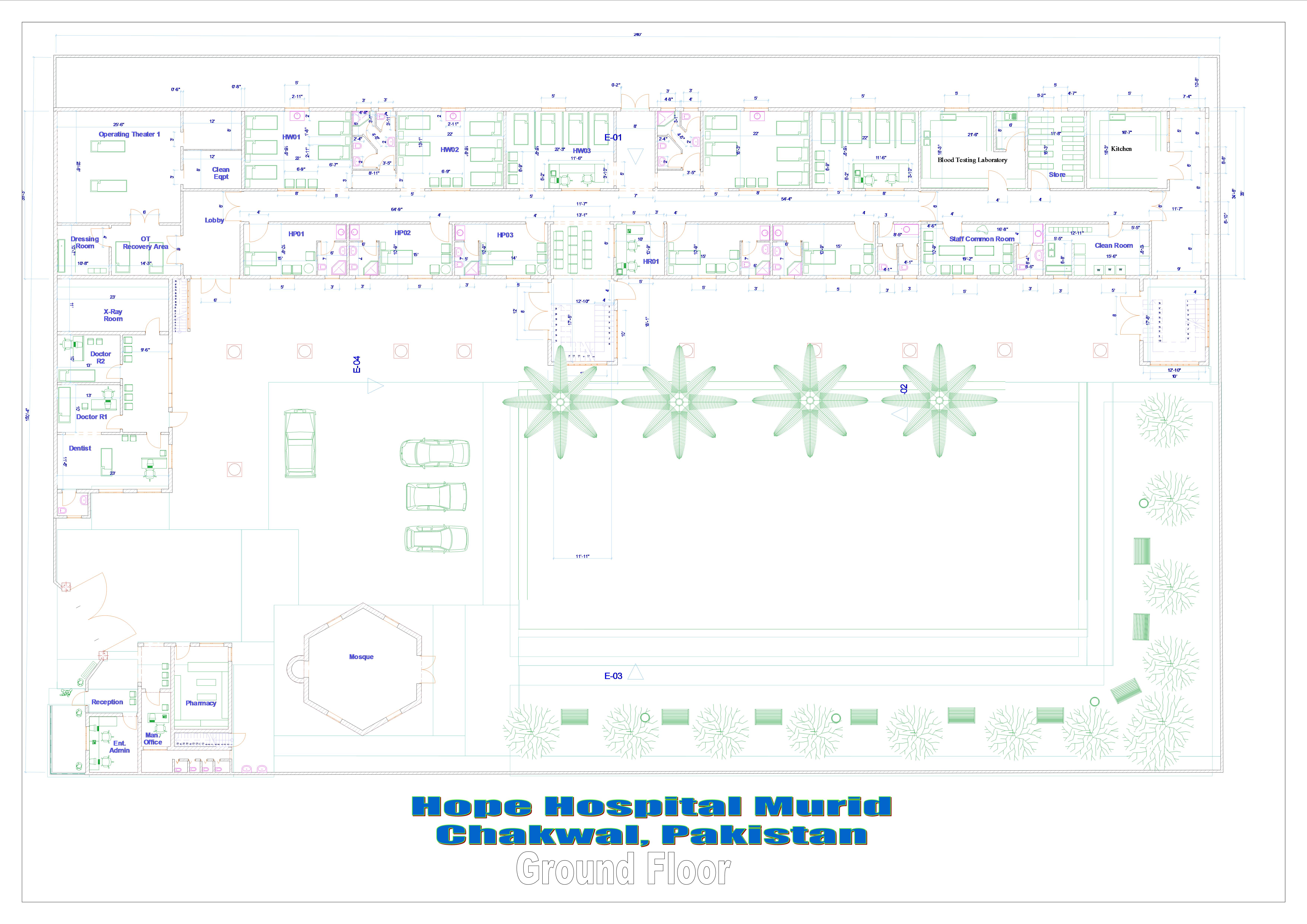 Hope Hospital - Technical Drawing, Ground Floor